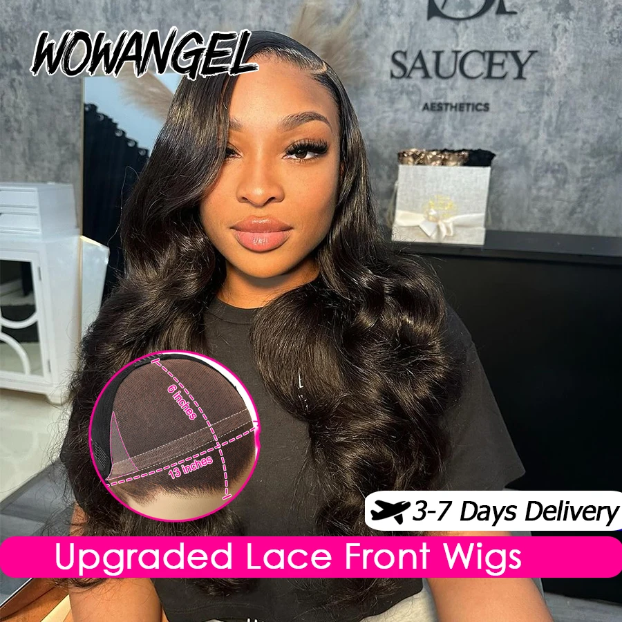 Wow Angel 13x6 HD Lace  Frontal Wigs 250% Body Wave Wigs Lace Front Wigs Pre Plucked Melt Skins Brazilian Hair For Women