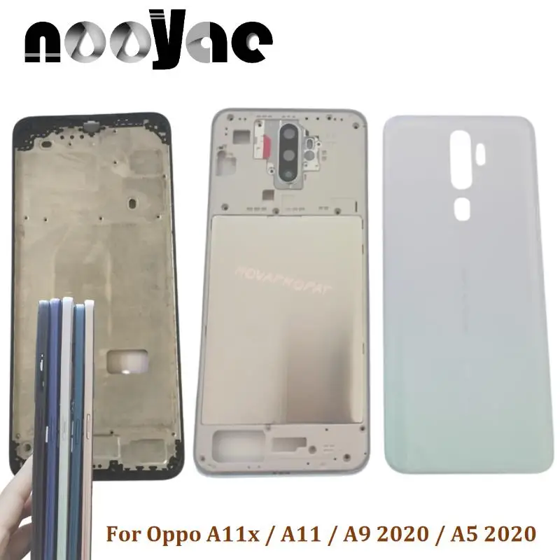 LCD Faceplate Frame Middle Bezel For Oppo A11x A5 A9 2020 Battery Cover Back Rear Door Housing Camera Glass Lens Side Key Button