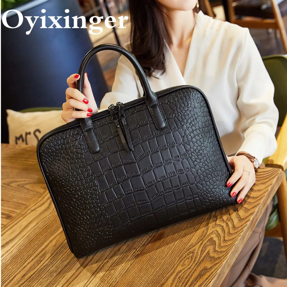 Ladies Computer Handbags For Women Office Handbag Girls Leather Shoulder Bag Woman Business Laptop Briefcases For Lenovo Hp Dell