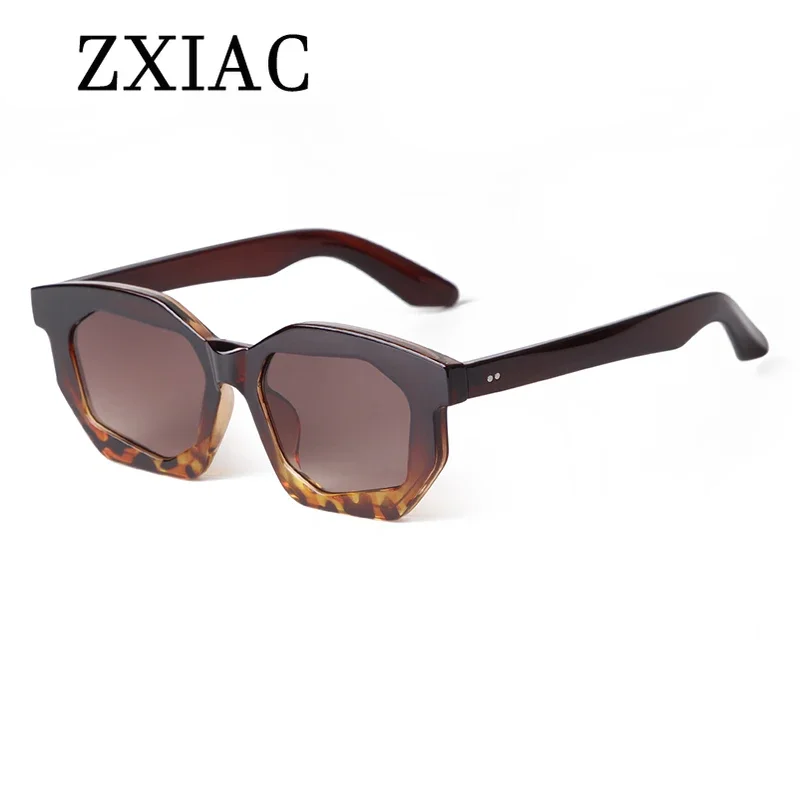 ZXIAC Fashion Polygon Frame Sunglasses Women Men Rivets Decorative  Gradient Gray Lens Sun Glasses Shades Eyewear Gafas De Sol