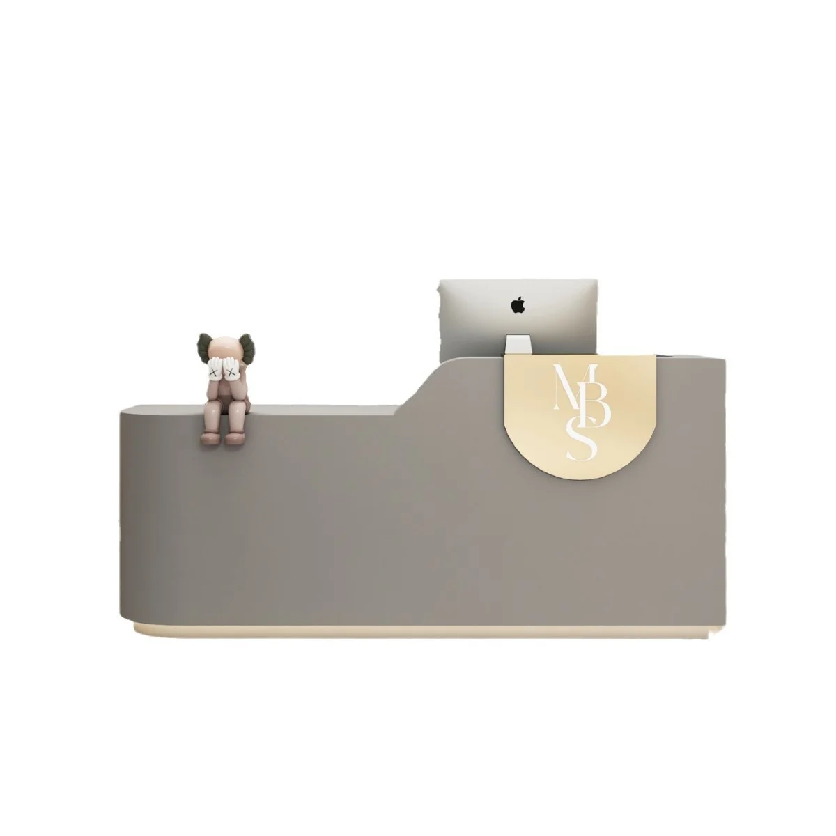 

Modern Simple Curved Wood Reception Desk for Beauty Salon Nurse Station or Clothing Store Cashier Counter for Small Front Desk