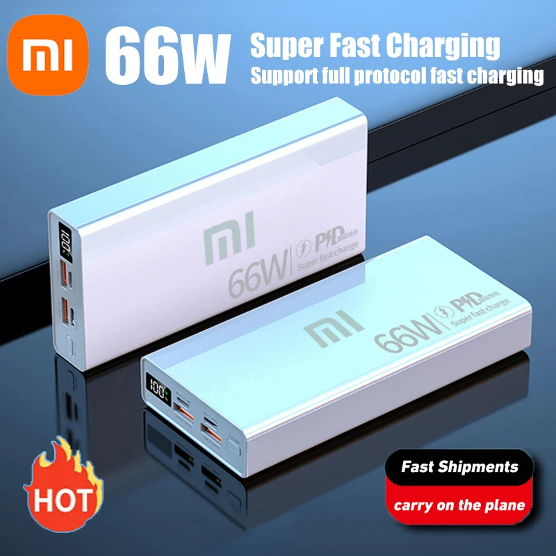 พาวเวอร์แบงค์30000mAh 66W ชาร์จเร็วสุดๆสำหรับ iPhone 13 14 Pro Huawei Xiaomi Samsung PD 20W ที่ชาร์จแบตเตอรี่ภายนอกพาวเวอร์แบงค์