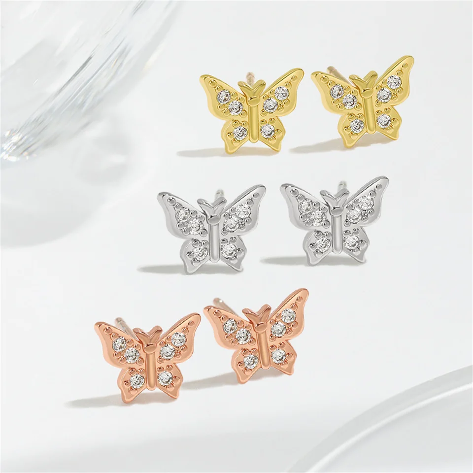 

New Small Butterfly Earrings For Women High-end Design Small Animal Simple Versatile Butterfly Earrings Stainless Steel Jewelry