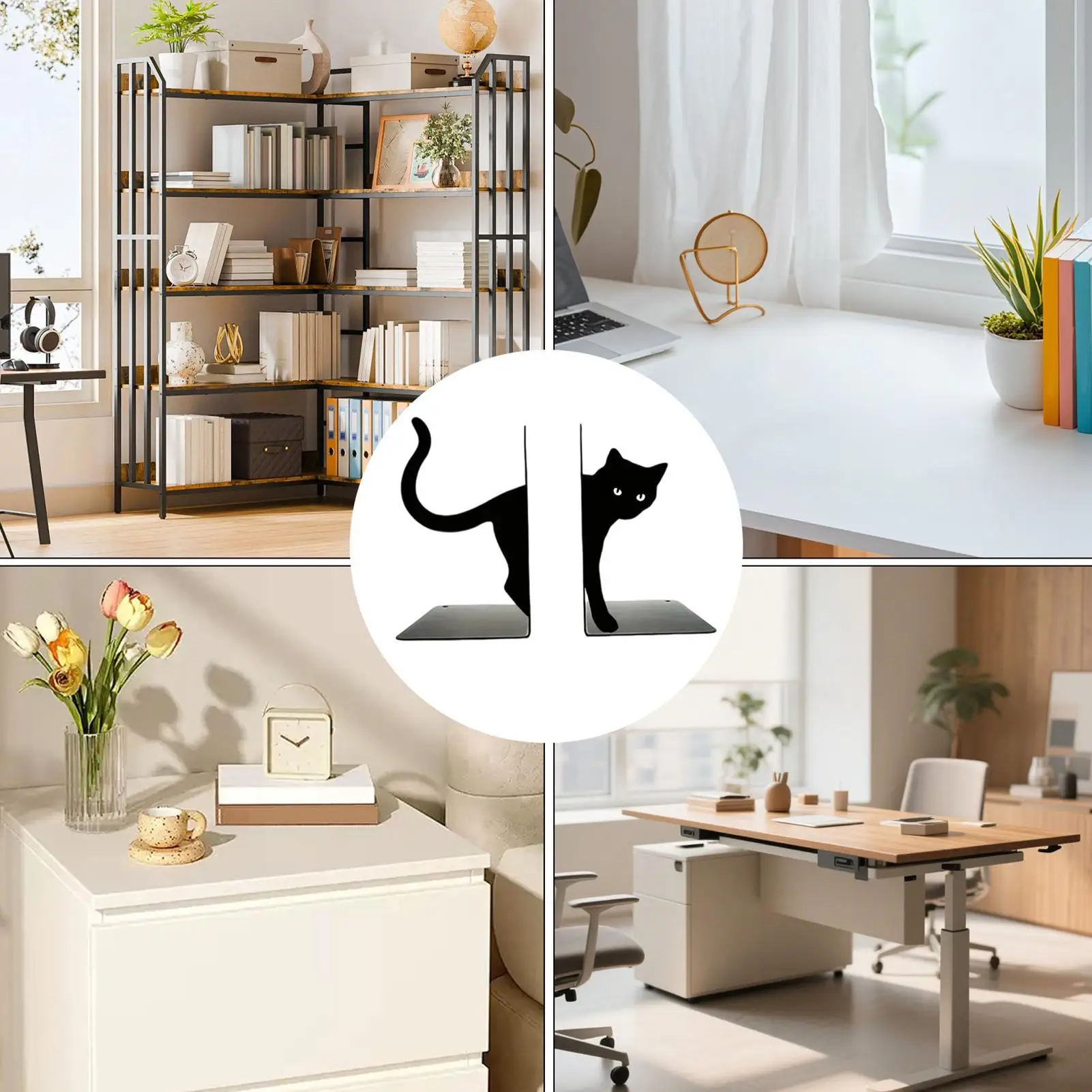 

Металлические подставки для книг в форме черной кошки, декоративные, прочные разделители для полок, настольные ограничители для книг