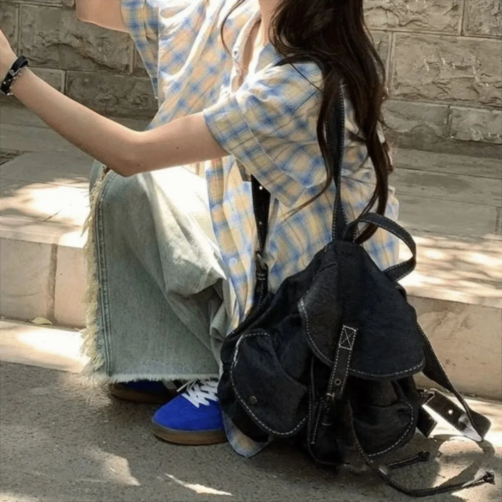 Fashion Large Capacity Denim Backpack Vintage Canvas Shoulder Bag Fashion Versatile Unisex Backpack School