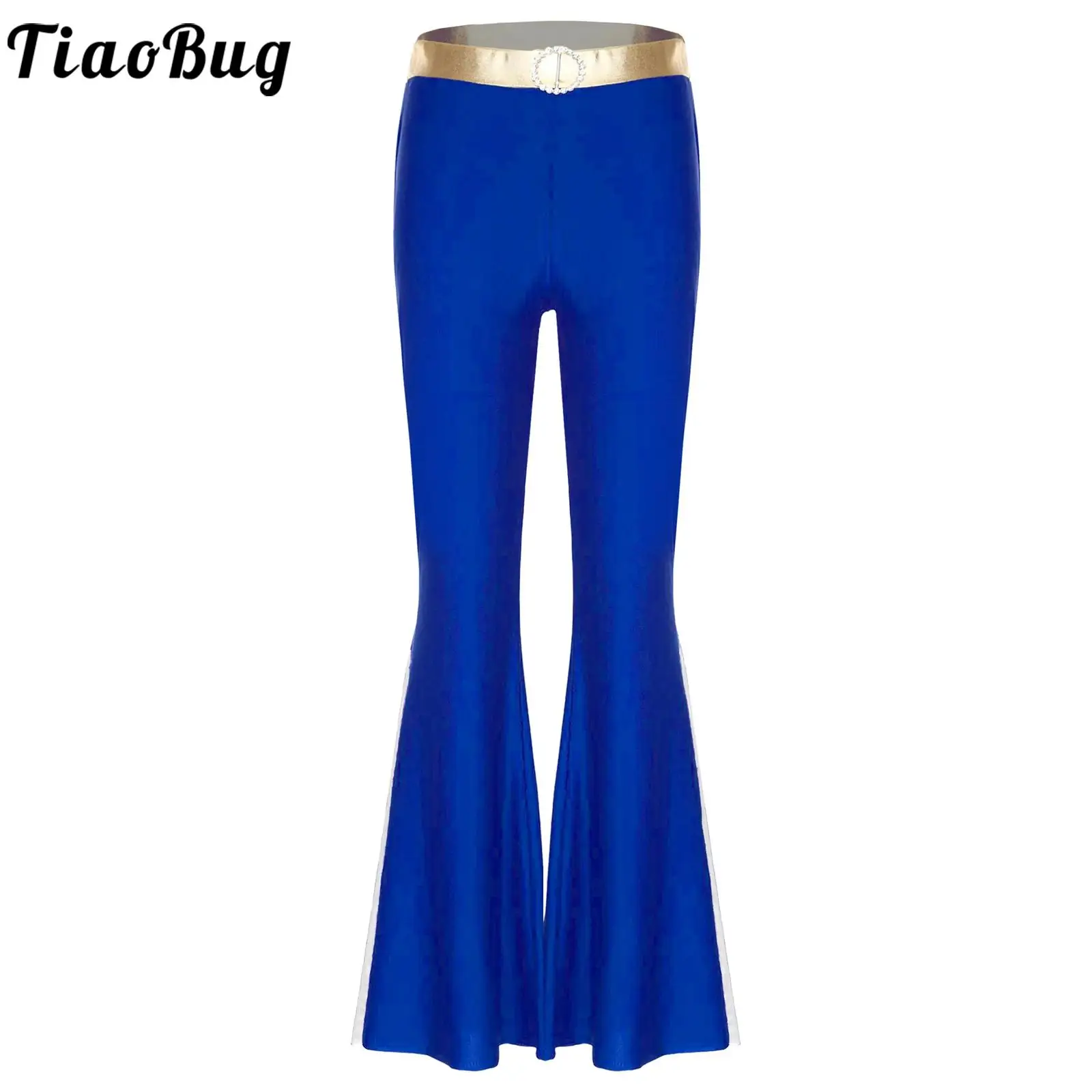 

Kid Girls 80s Disco Jazz Modern Dance Dresses Hippie Costume Solid Color Elastic Waist Bell Bottoms Flared Pants Cheer Dancewear