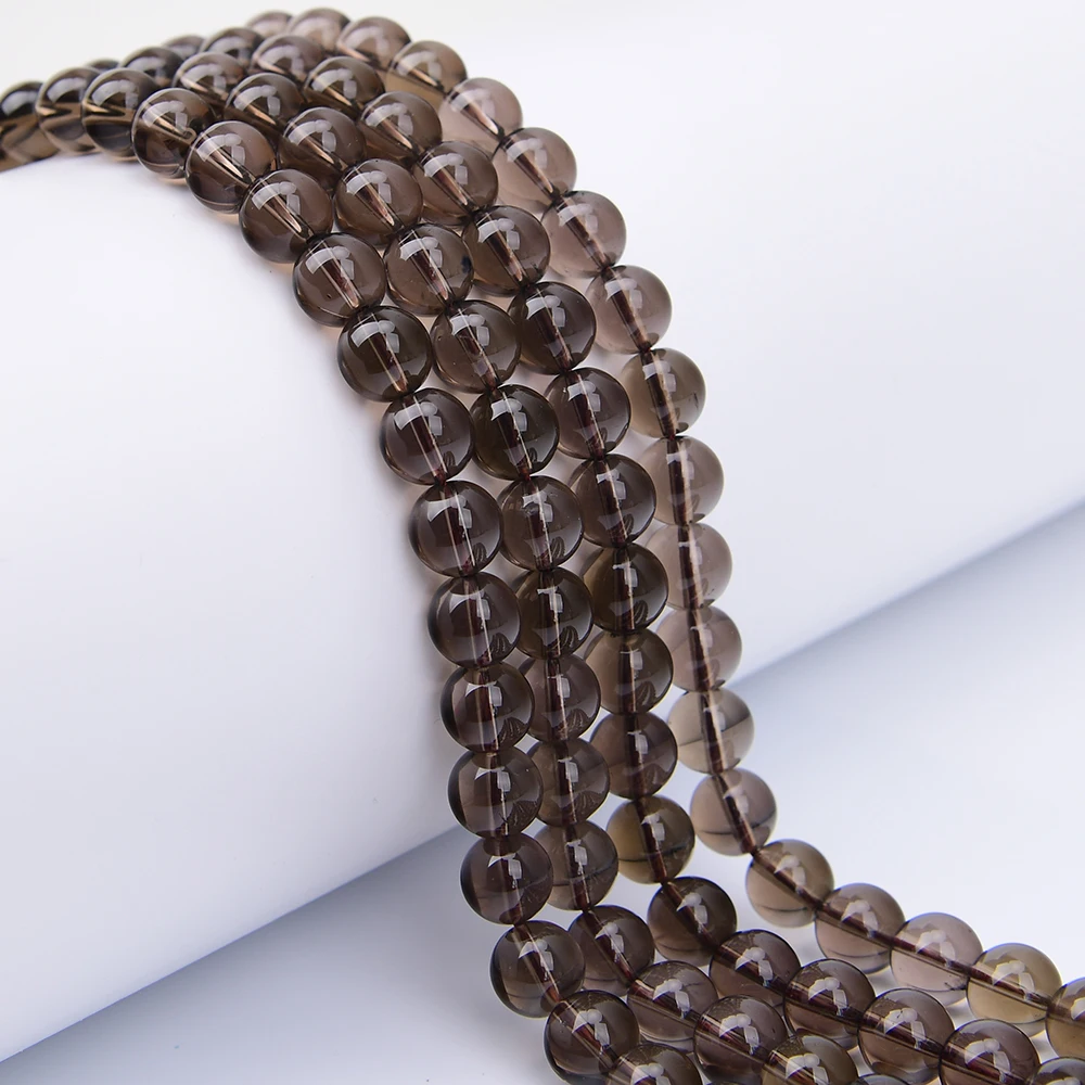 APDGG 10mm Natural Smoky Quartz Round Loose Beads Strands 15.5