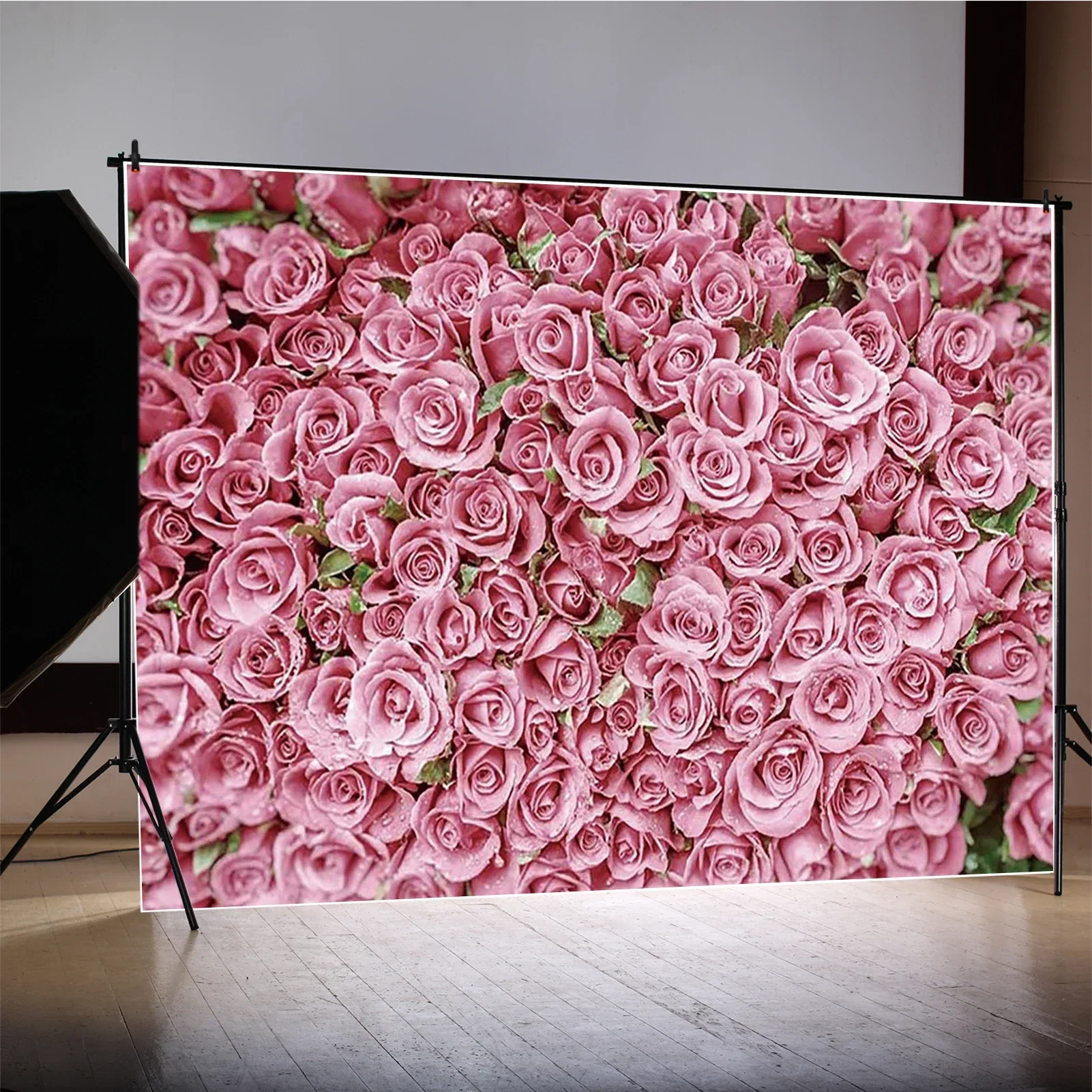 MOON.QG San Valentino 14 febbraio Sfondo fotografico Parete floreale Rosa rossa Photocall Sfondo Baby Studio Photocall Puntelli