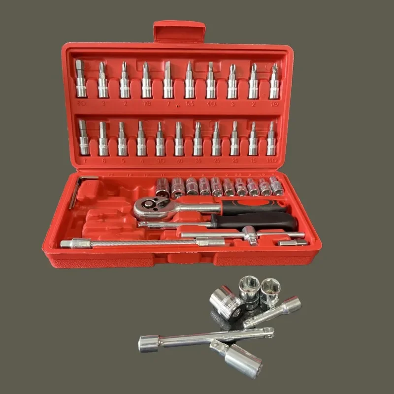 46-Piece Socket Wrench Set Household Hardware Toolbox