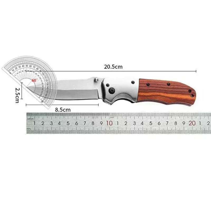 EDC Portable Outdoor Mini Folding Knife, High Quality Redwood Handle Pocket Knife, 440C Steel Outdoor Multifunctional Tool Knife