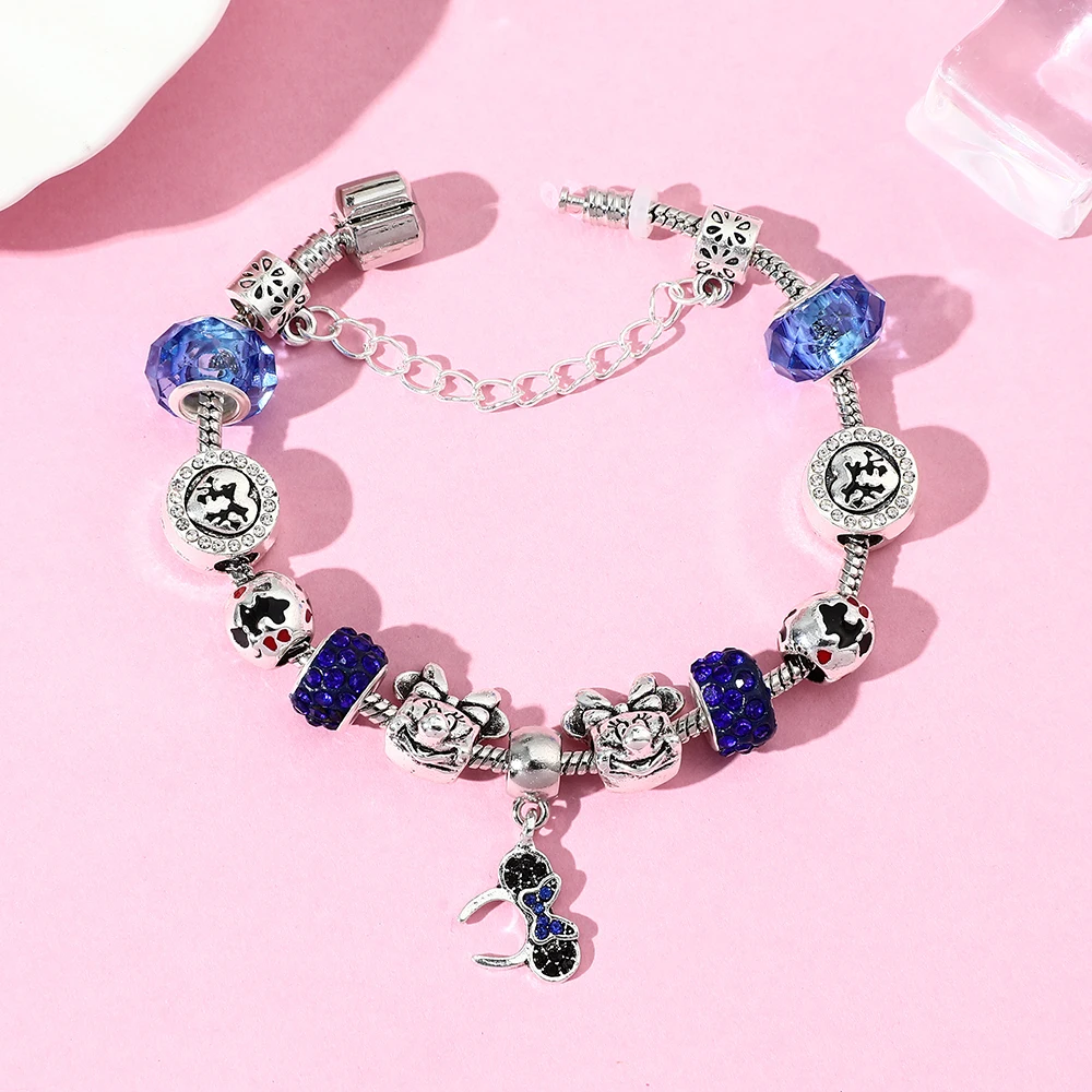 Cross-Border Fashion Cartoon Prinscess Dress Cute Lovely Diy Beaded Panjia Bracelet Zinc Alloy Dripping Oil Jewelry