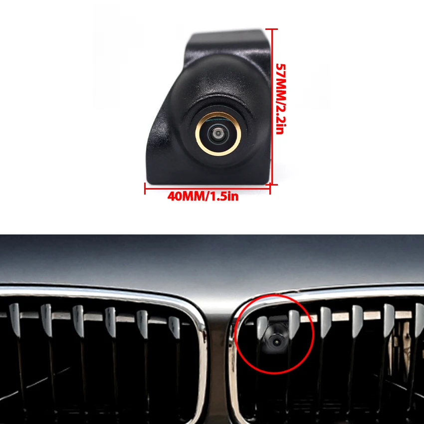 Car Front View Grille Logo Camera Night Vision HD CCD AHD 1080P Golden Fisheye Lens For BMW 2 Series F44 2019 2020 Accessories