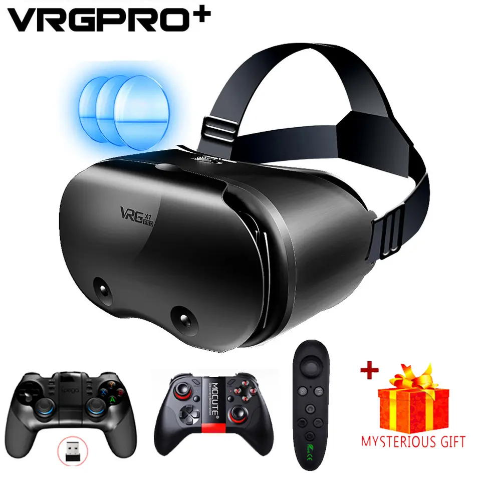 نظارات الواقع الافتراضي ثلاثية الأبعاد VR لهواتف iPhone وأندرويد والهواتف الذكية والخلوية والهواتف المحمولة وخوذة الرأس مع أجهزة نظارات العدسات الحقيقية