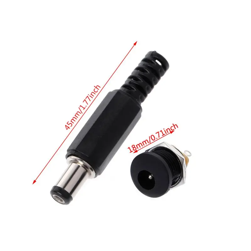 573A 5 piezas 5,5 mm x 2,1 mm macho para conector clavija alimentación + 5 piezas tornillo bloqueo Pan