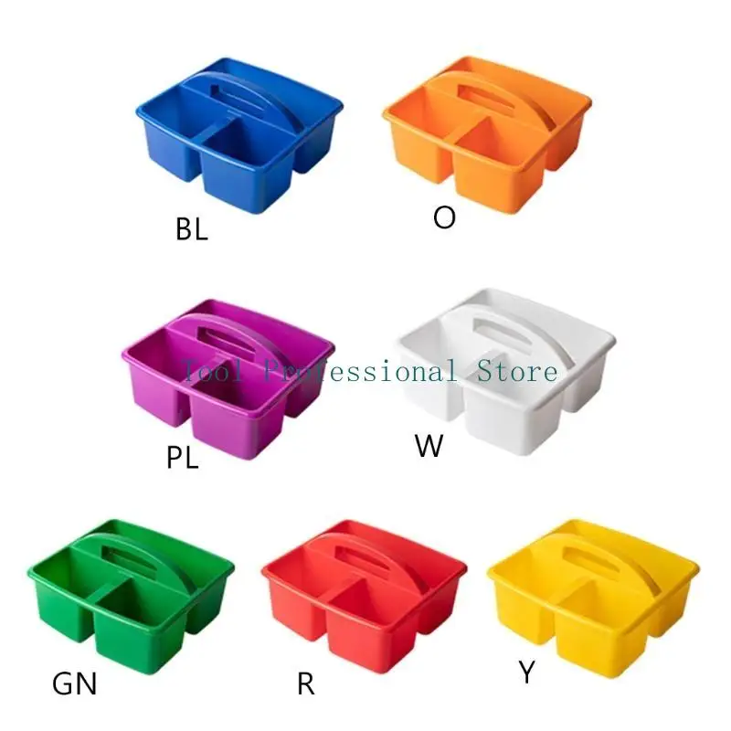 57QF Plastic Divided Basket with Carrying Handle Portable 3Compartments Storage Caddy
