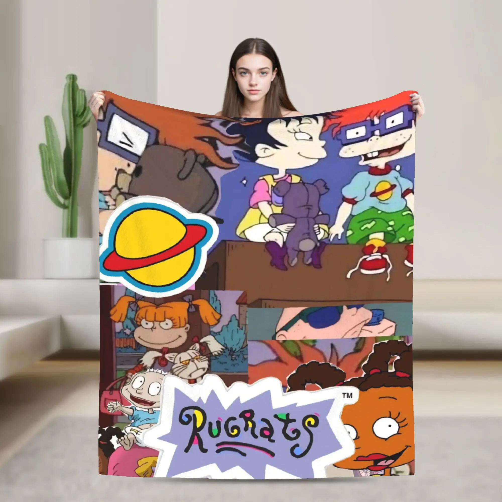 Cartoon R-Rugrats Throw Blanket for Couch  Soft Fuzzy Plush Blanket 50x60 Inch Multi-size Bedspreads for All Seasons
