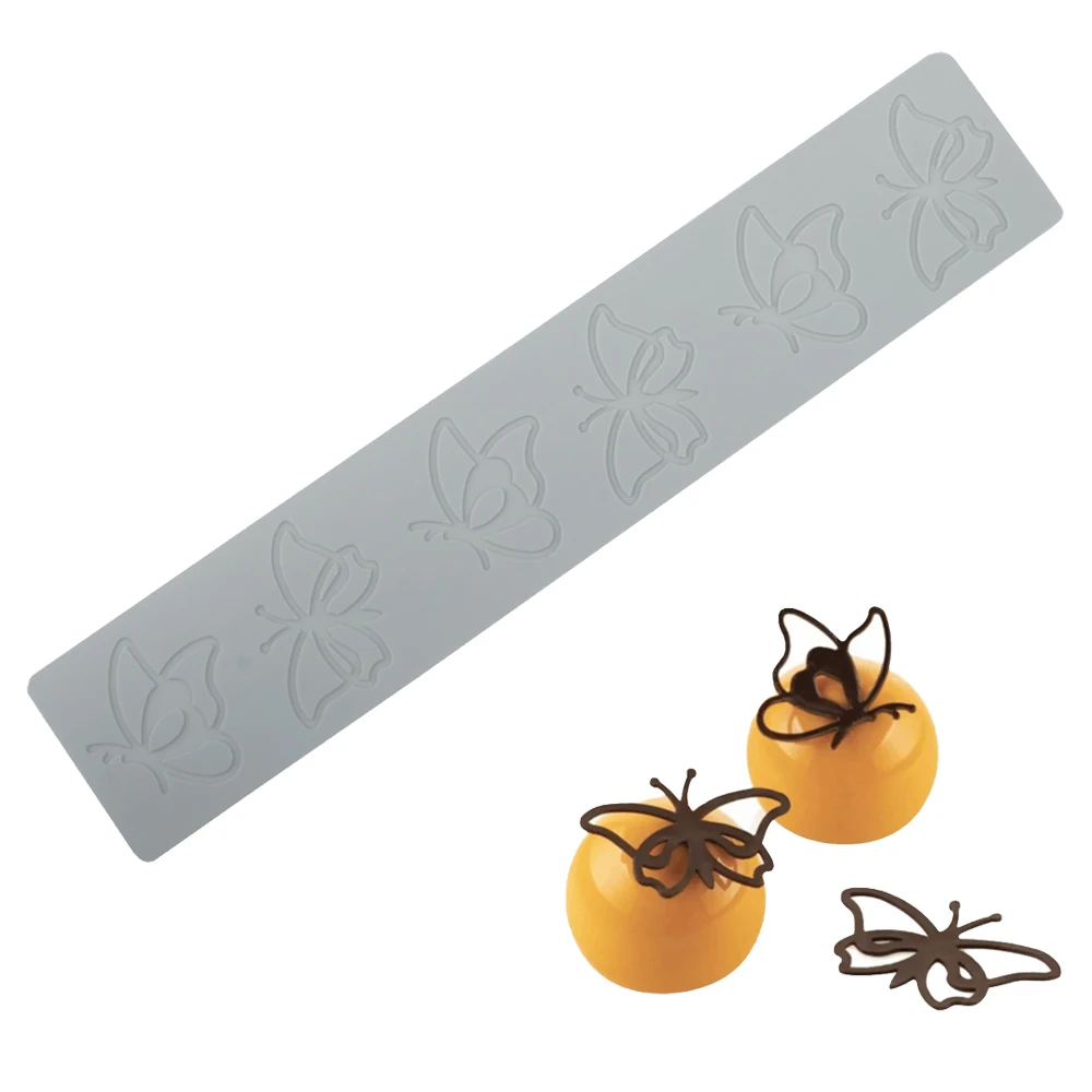 قالب سيليكون مفرغ من الدانتيل على شكل فراشة لترتيب قوالب المعدة الجزيئية لشقوق الشوكولاتة #2