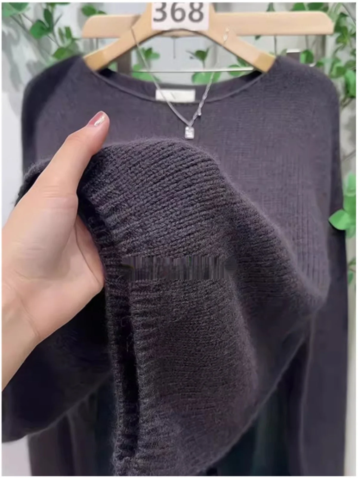 

Deep Grey Long Sleeve Knitted Sweater Women's Autumn Winter Lazy Overhead Shirt Korean Style Loose Fit Cashmere Warmth
