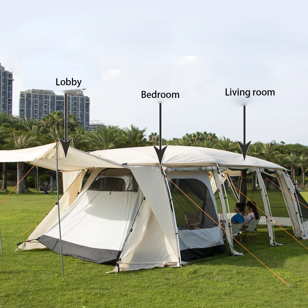 TOPIND 8-15 Person Big Space Outdoor Four-season Extended Tunnel Camping Tent 210D Oxford Super Waterproof For Outdoor Use