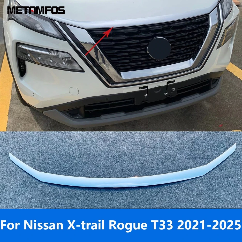 

For Nissan X-trail Xtrail Rogue T33 2021-2024 2025 Chrome Front Engine Hood Bonnet Grille Lid Cover Trim Accessories Car Styling