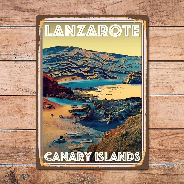 Lanzarote Canary Islands Metal Tin Sign Metal Sign Home Room Wall Decor Retro Vintage Style Travel Poster Bar/Pub/Man Cave