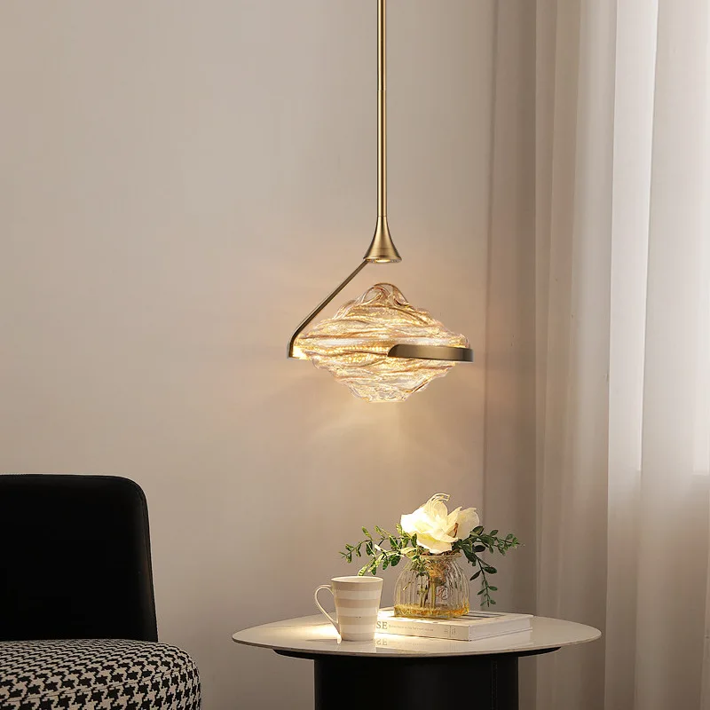 Imagem -03 - Italiano Minimalista Amber Glass Pendant Lamp Pendurado Iluminação Luxurious Iron Chandelier para Kitchen Island