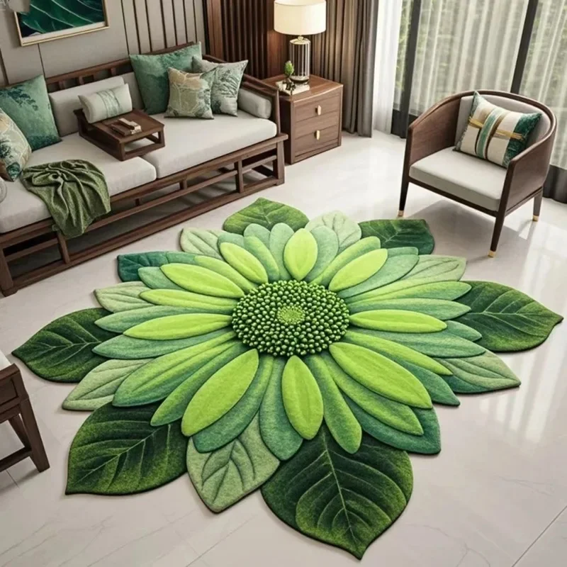 VIKAMA Sunflower Non-Slip Soft Door Mat Absorbent Flower Floor Carpet for Living Room Kitchen Home Decor Cute Rug