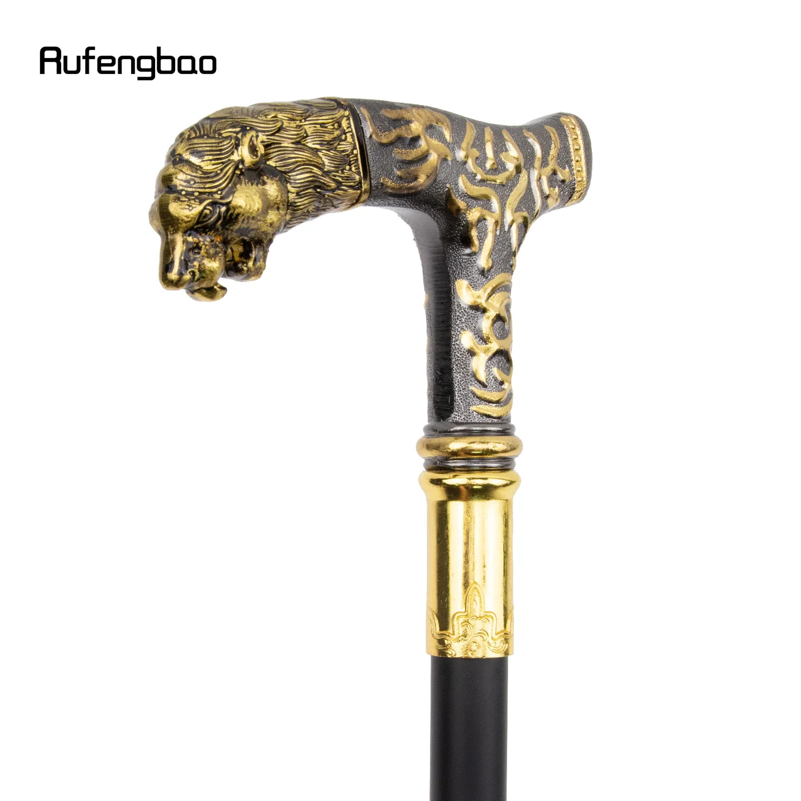 Golden Black Lion Luxury Pattern Walking Stick Party Fashion Elegant Walking Stick Decorative Cospaly Cane Knob Crosier 90cm