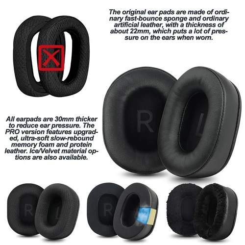 Imagen 2 del producto Almohadillas para auriculares Logitech G435, almohadillas de repuesto, orejeras, fundas de memoria de tela, proteína de esponja
