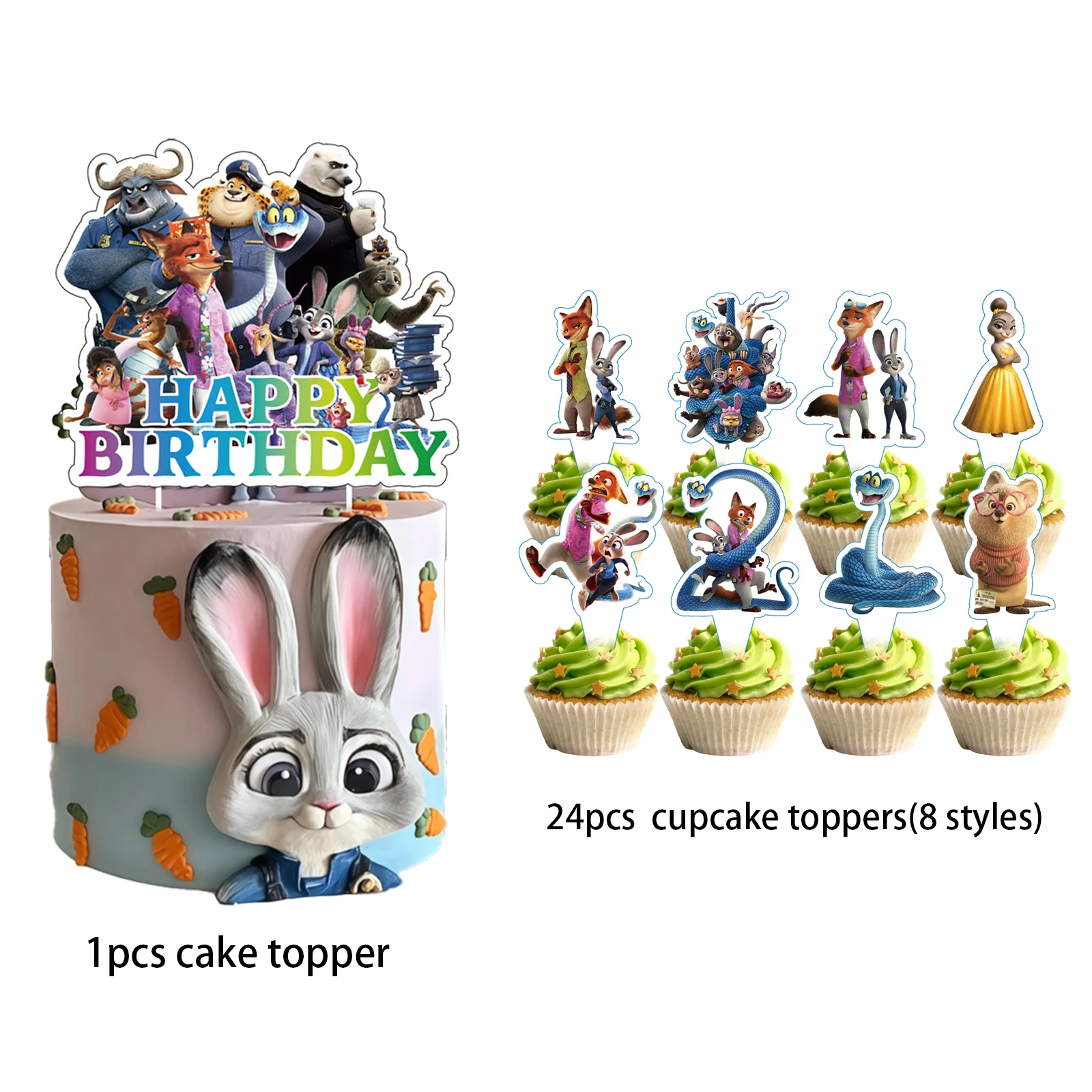 Zootopia 2 Cake Topper、Cupcake Toppers,Zootopia 2 Birthday Decorations，Zootopia 2 Theme Party Supplies,Zootopia Birthday - Image 3