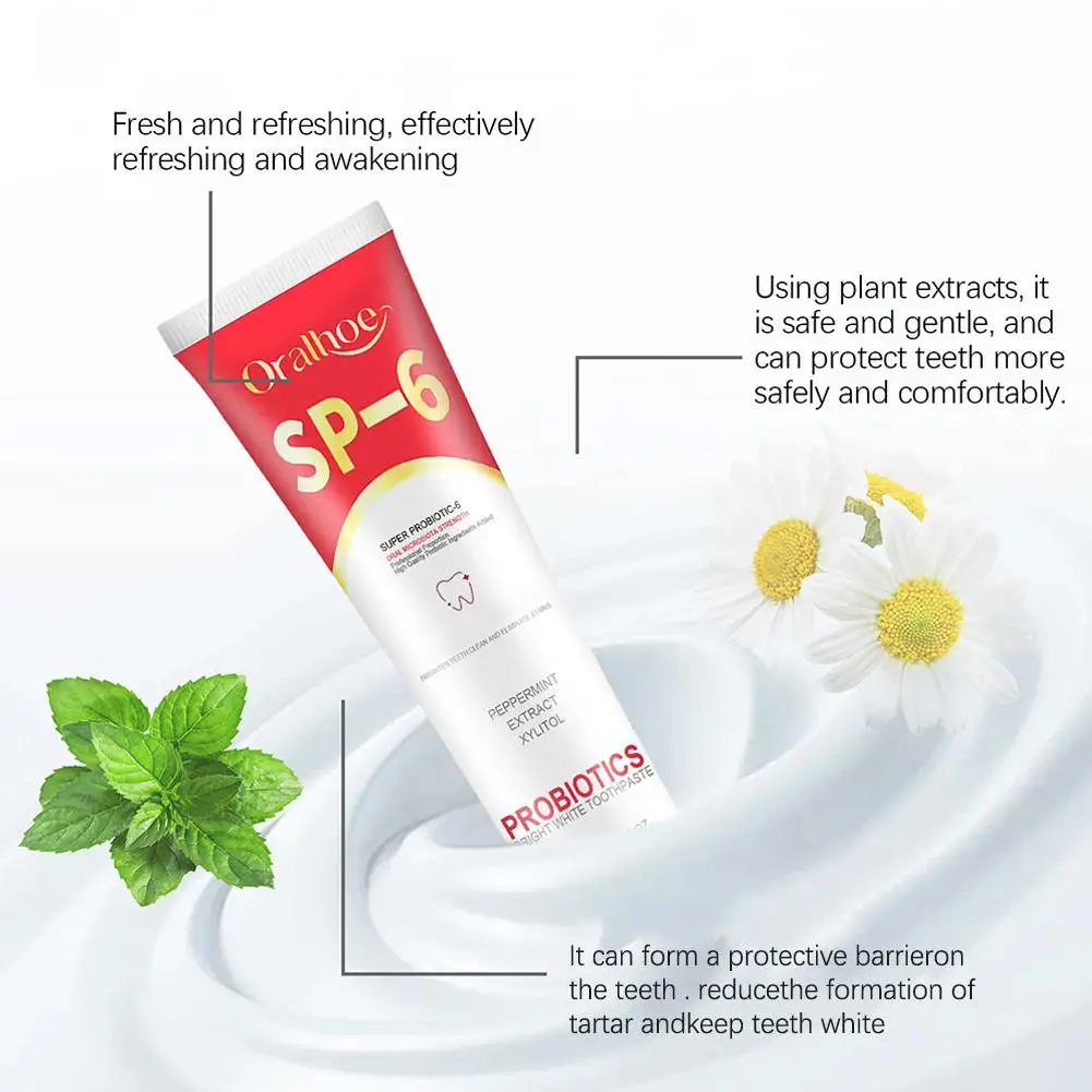 SP-6 Whitening Toothpaste Probiotic Tooth Cleaner Removal Plaque Stain Reduce Yellow Oral Clean Dental Whitening SP 6 Toothpaste