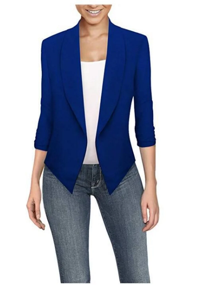 Chaqueta ajustada de talla grande para mujer, abrigo con muescas y bolsillo, para el trabajo y la Oficina, a la moda, primavera, 2022