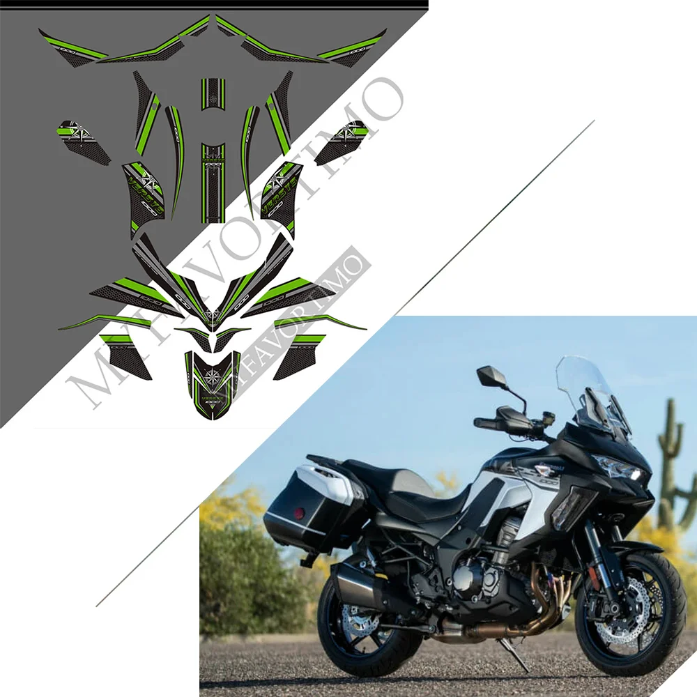 Para kawasaki versys 1000 se lt motocicleta adesivos decalques tronco casos de bagagem lado gás combustível óleo kit joelho protetor tanque almofada