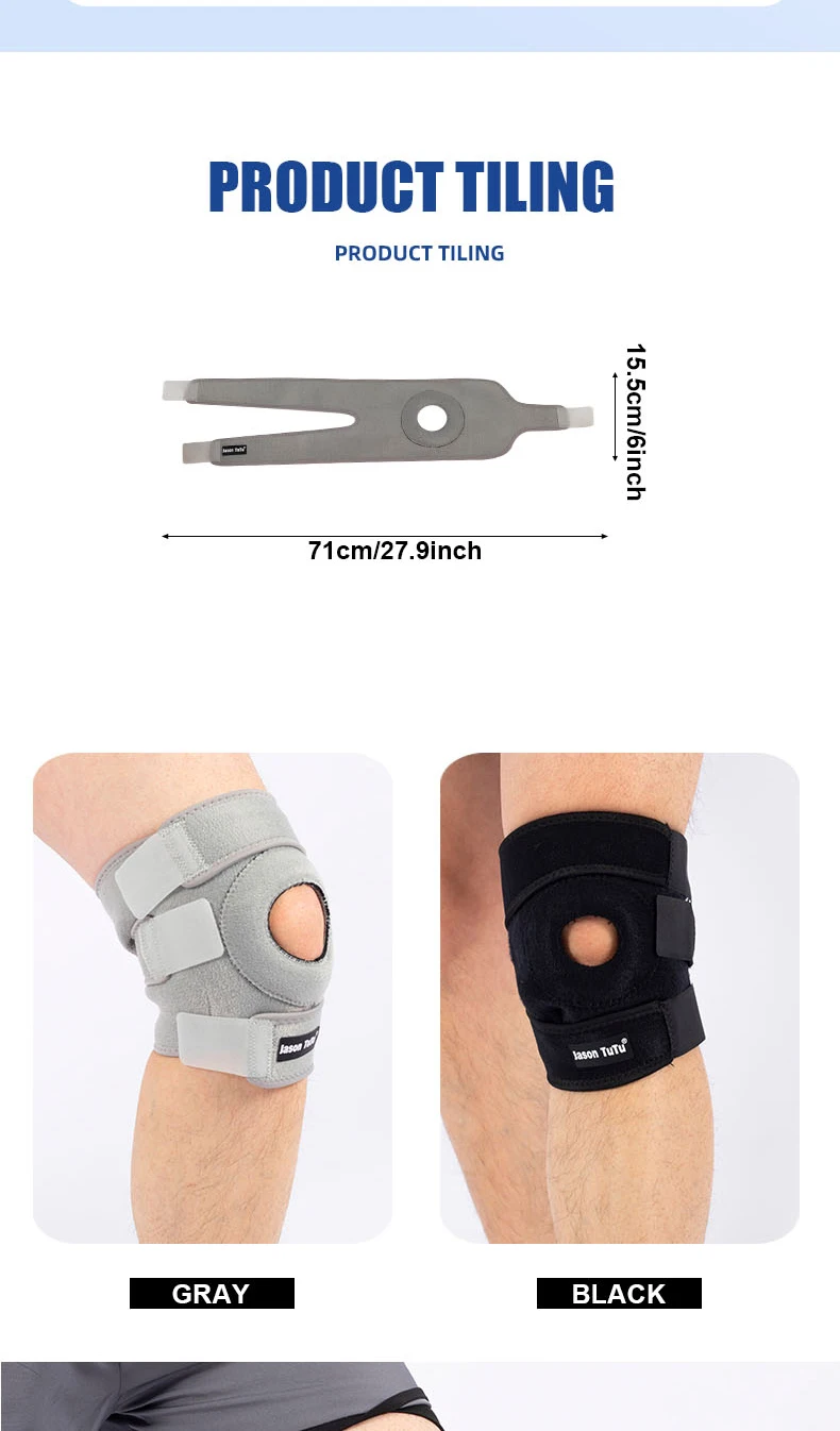 1-teilige Kniestütze mit offenem Patella-Design und verstellbarem Klettverschluss für Laufen, Radfahren, Aerobic, Fitness ﻿ – Detail 9