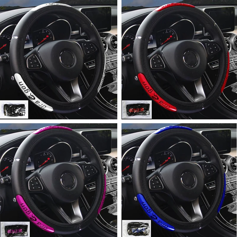 Car Steering Wheel Covers 100% Gloednieuwe Reflecterende Kunstleer Elastische China Dragon Ontwerp Auto Stuurwiel Beschermer