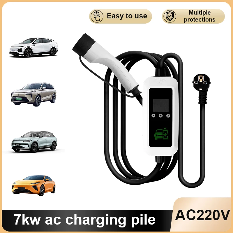 

7KW portable car charging pile new energy charging EU type2 EV charger for Tesla/BMW/Mercedes/BYD/VW/Audi