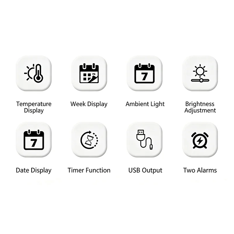 LED Digital Alarm Clock With Mood Light Temperature Date Week Display Timer Brightness Adjustment Voice Control Electronic Clock
