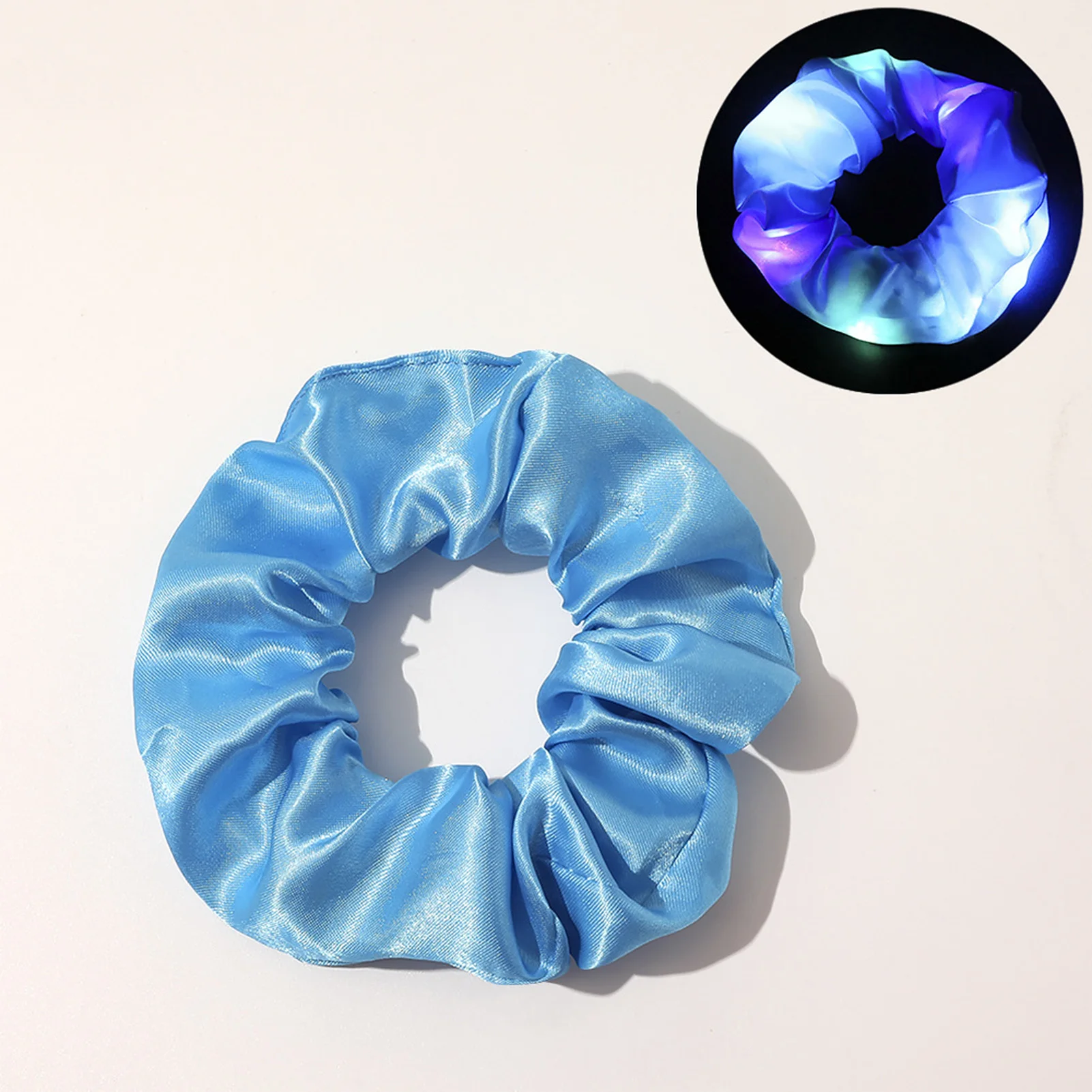 LED Fluorescent Light-Emitting Hair Scrunchies Led Light Hair Bands Glow In The Dark Hair Accessories For Women Girls Birthday