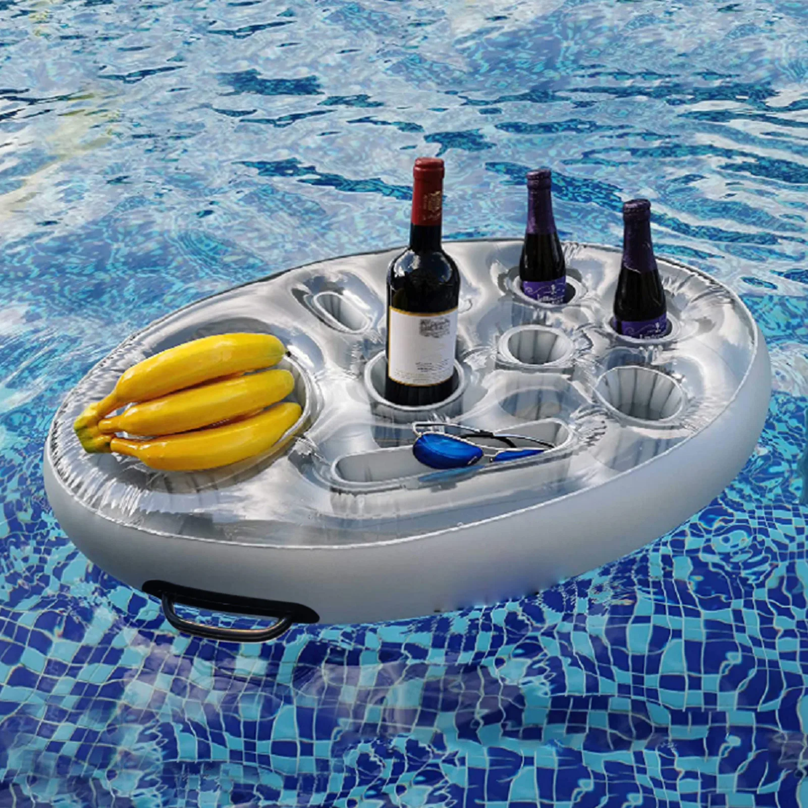 Floating Summer Party Bucket Cup Holder Inflatable Pool Float Beer Food Drinking Cooler Table Bar Tray Beach Swimming Ring Toys