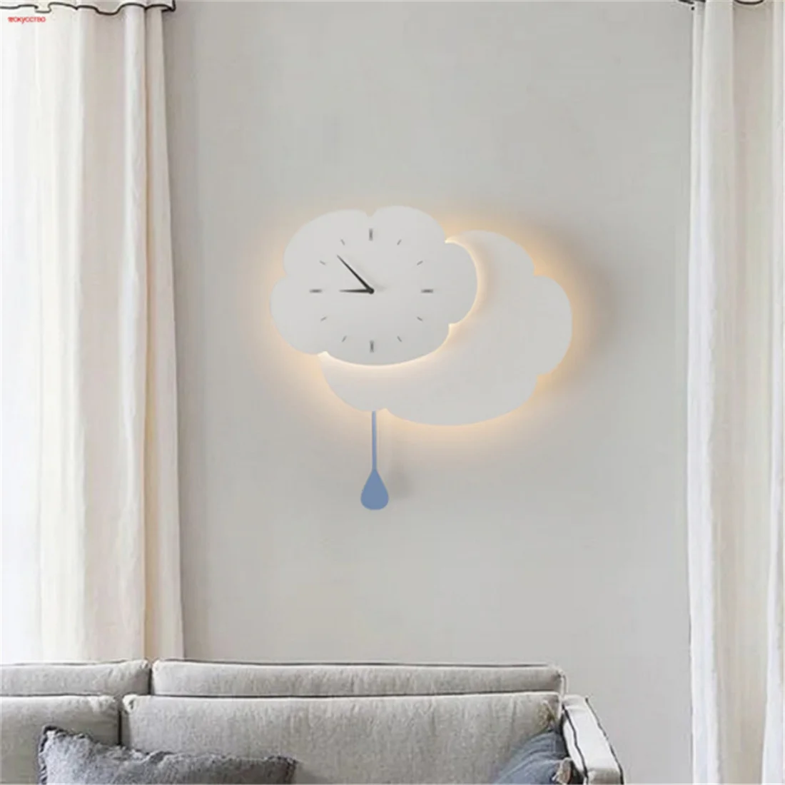 

Modern Minimalism Cloud Clock Led Wall Lamp For Living Room Hallway Aisle Home Decor Sconces Nursery Kids Bedroom Night Lights