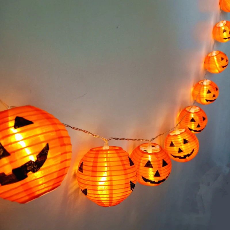 10LED هالوين اليقطين سلسلة أضواء مصباح DIY بها بنفسك معلقة الرعب هالوين الديكور للحزب الشمسية الثريا أضواء عيد الميلاد