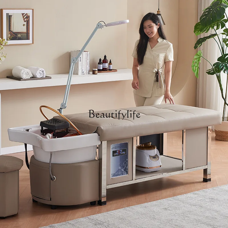 Lettino per il trattamento della testa da massaggio Barbiere Scaldabagno Temperatura costante circolazione dell'acqua fumigazione Lettino per shampoo tailandese