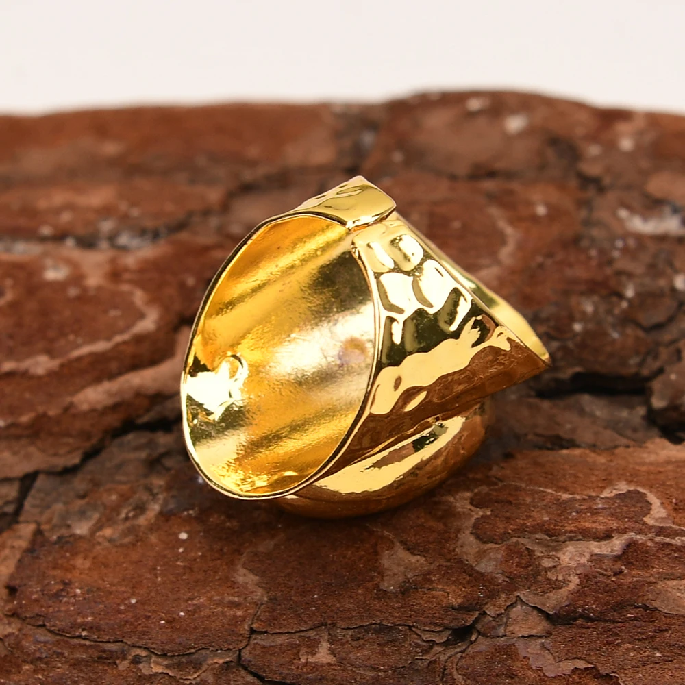 G-G Natural Cultured White Keshi Pearl Gold Plated Finger Ring Adjustable Rings For Women Jewelry Lady Simple Ring Gifts