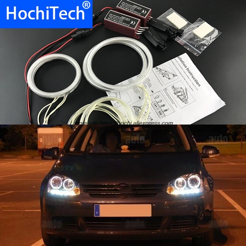 

HochiTech для VW Volkswagen Golf 5 MK5 2003-2009 БЕЛЫЙ 6000K CCFL Фара Angel Demon Eyes Kit Angel Eyes Light