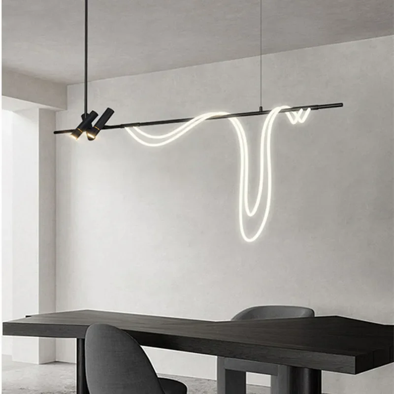 Simple Modern Strips Musical Notes Winding Lines Creative Art Personality Chandelier for Dining, Living Room, Kitchen and Bar