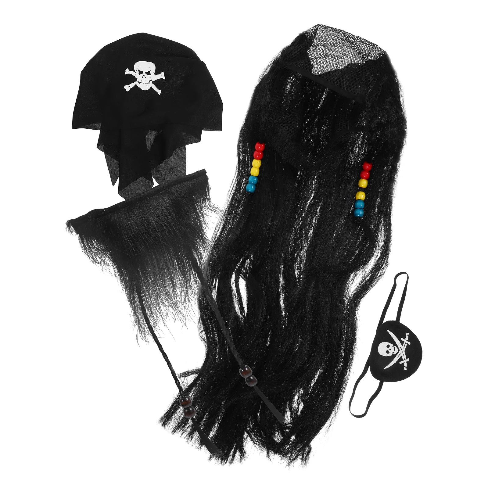 

Pirate Set Eye Patch Beard Costume Props Funny Halloween Decoration Supplies Artificial Facial Hair