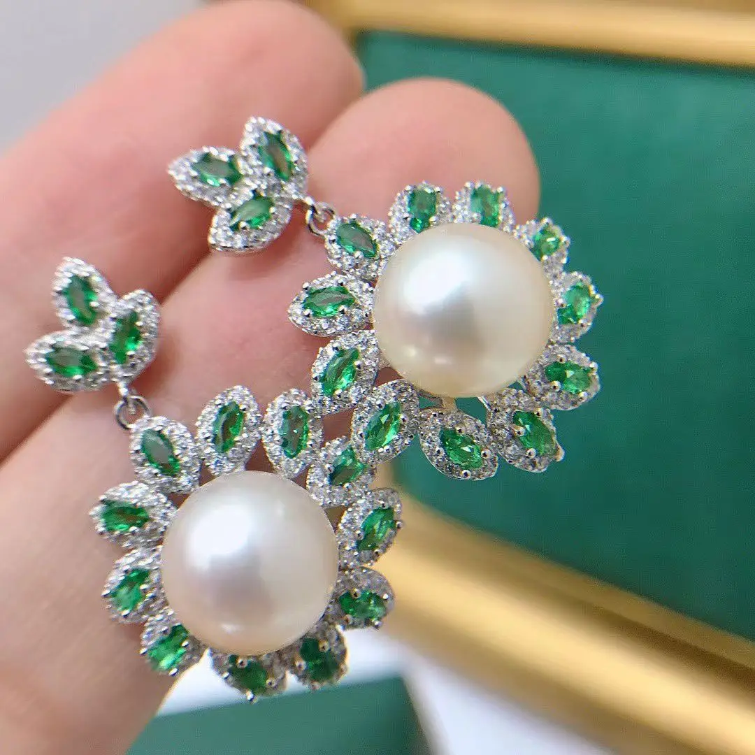 Wholesale S925 Sterling Silver Earrings Mount Findings Settings Base Mounting Parts Accessory for 8-9mm Pearls 5 pairs/lot