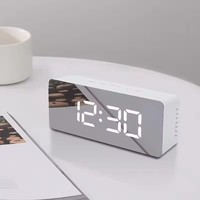 1Pc White Digital Clock LED Mirror Table Clock Snooze Display Time Night Light Desktop USB Alarm Clock Home Decor Desk Clock