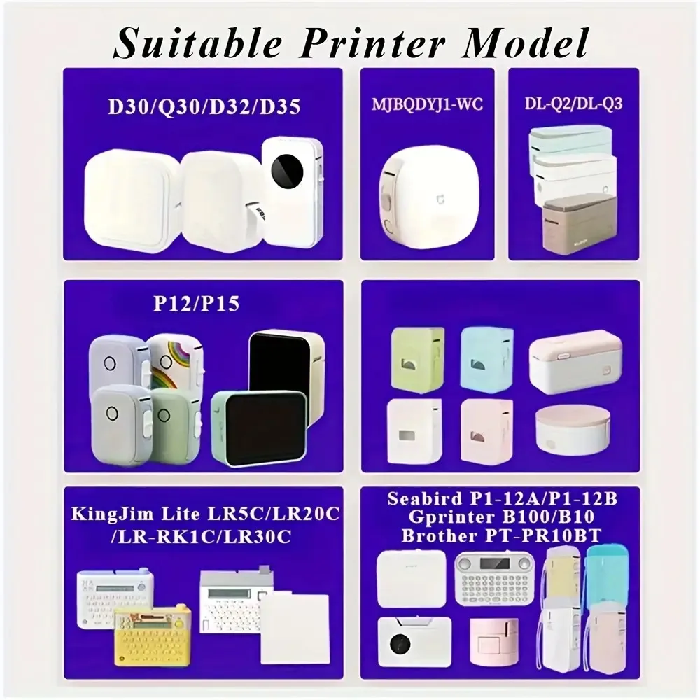 6 لفات 12 × 40 مم شريط ملصقات أبيض متعدد المقاسات - طابعة حرارية P15 ملصقات شفافة للمستودع/المكتب/المدرسة، ملصقات عيد الميلاد #6