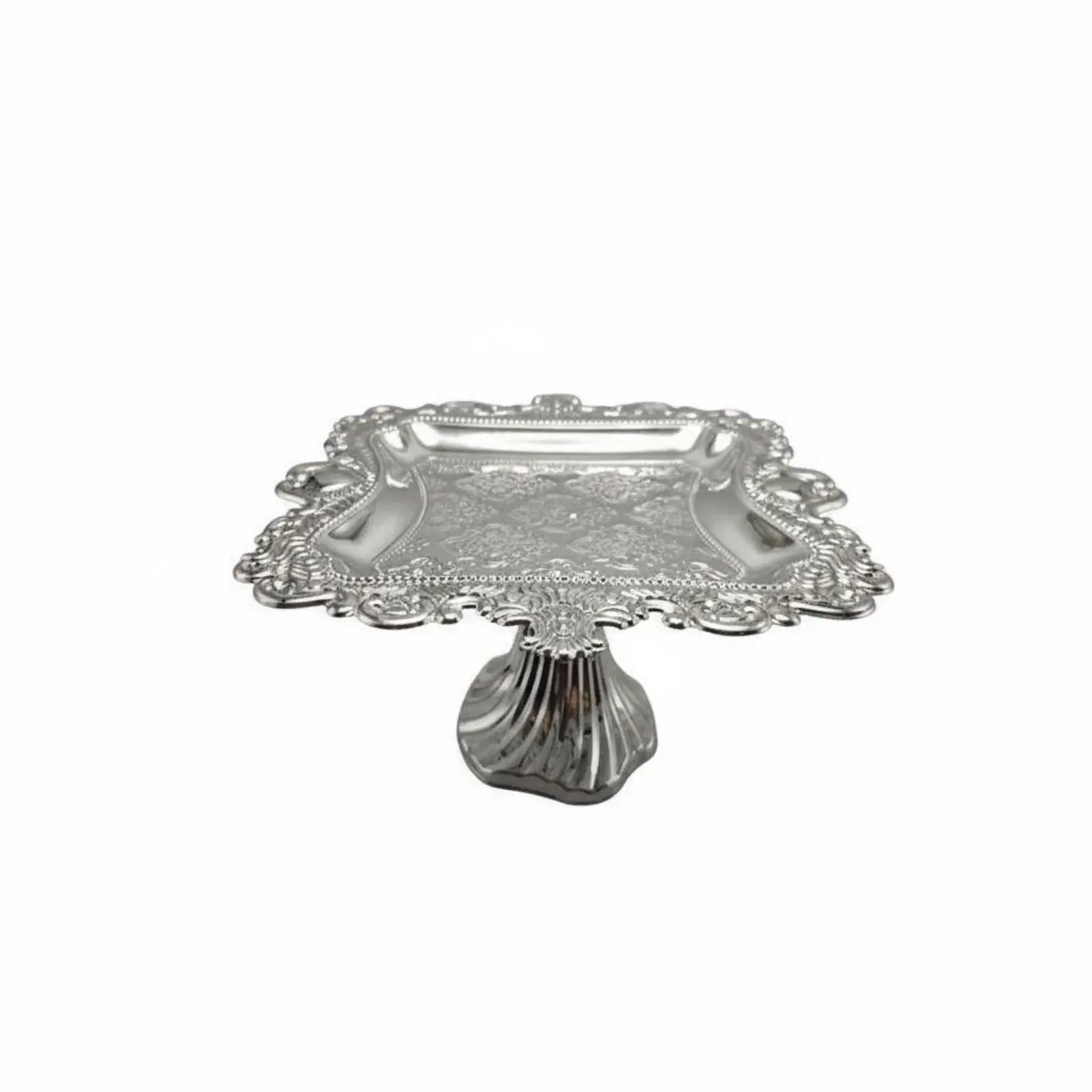 Luxury Serving Tray with Floral Engraving Elegant Cake Stand Sweet Table Accessories for Afternoon Tea Event